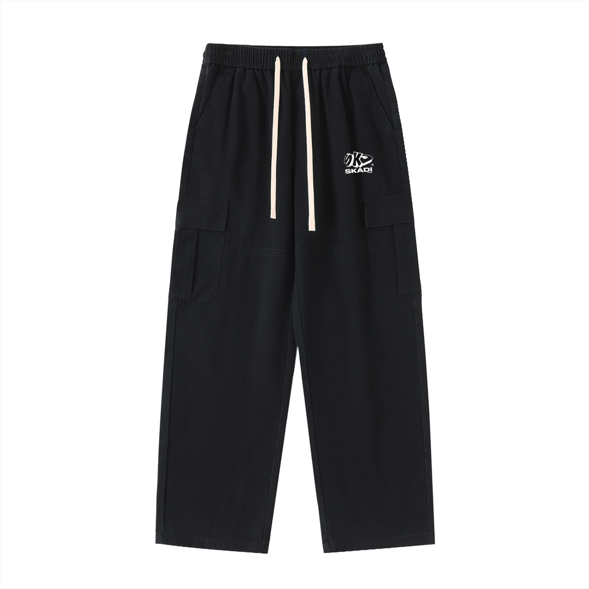 Drawstring Waist Straight-Leg Cargo Pants