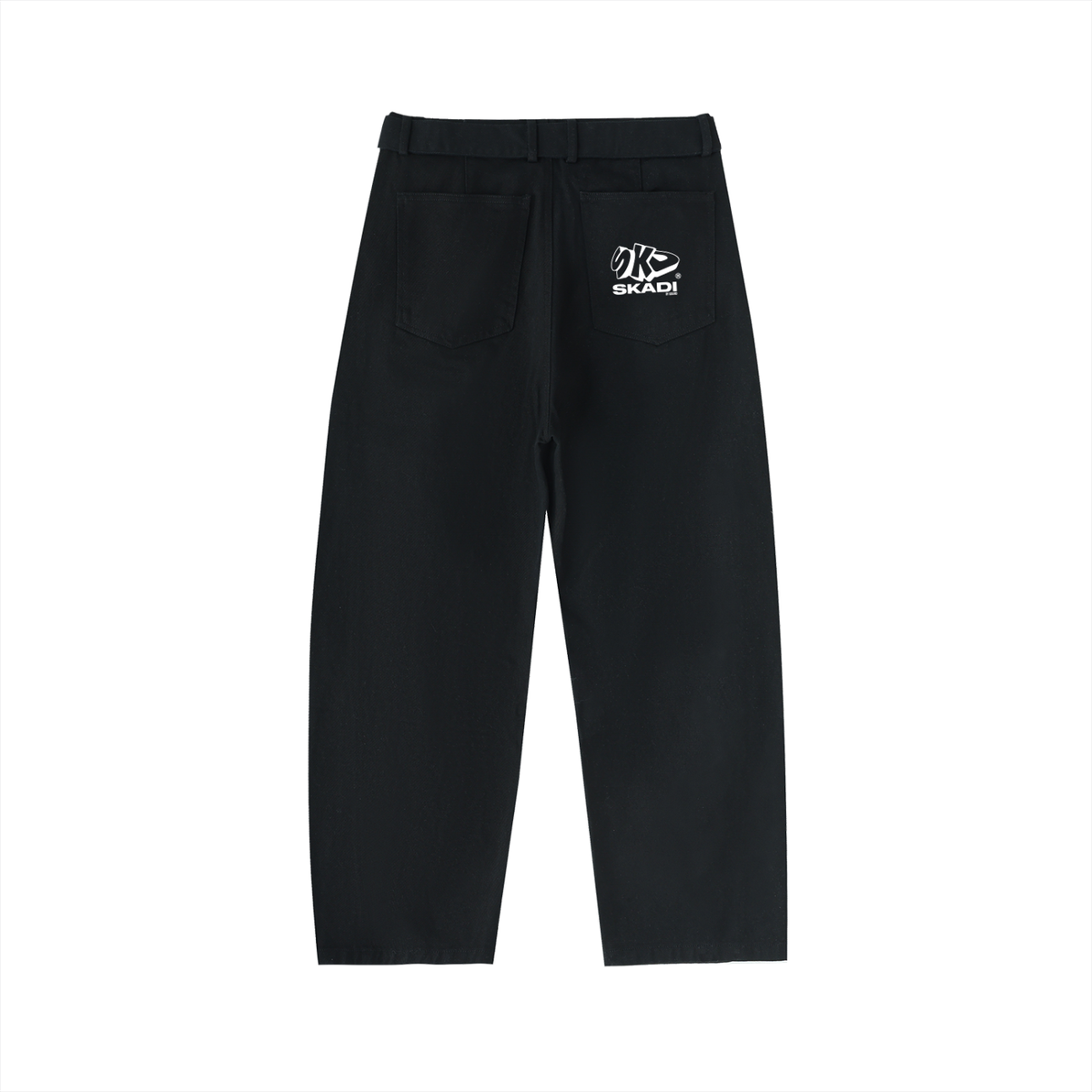 Twisted-Seam Belted Curved-Blade Pants